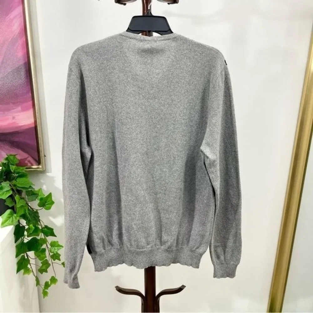 J. Crew Mens Argyle Pullover V- Neck Sweater in Gray Blue Size L - Picture 3 of 4